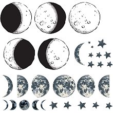 CREATCABIN Large Glow in The Dark Moon Wall Decals Luminous Space Planet Moon Phases Wall Sticker Star Self-Adhesive Stickers for Ceiling Removable Vinyl Wall Decor for Boys Bedroom Window Door