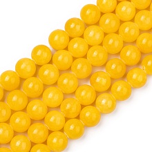 Honeyhandy Natural Mashan Jade Beads Strands, Dyed, Round, Gold, 10mm, Hole: 1.2mm, about 42pcs/strand, 16 inch