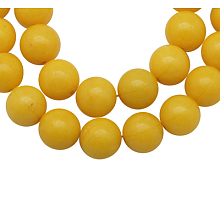 Honeyhandy Natural Mashan Jade Beads Strands, Dyed, Round, Gold, 8mm, Hole: 1.2mm, about 51pcs/strand, 16 inch