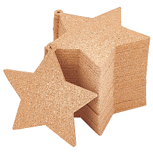 BENECREAT 30pcs 10cm Star Cork Coasters with Hole, Wooden Absorbent Cork Sheet for Home Bar Kitchen Restaurant Cafe, 3mm Thick