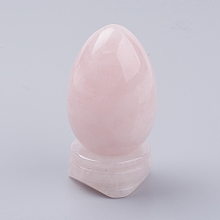 Honeyhandy Natural Rose Quartz Display Decorations, with Base, Egg Shape Stone, 56mm, Egg: 47x30mm