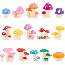 PandaHall Elite Mushroom Resin Figures, 16 Styles Mini Mushrooms for Fairy Garden Plants Colorful Garden Mushrooms Ornaments Mushroom Model for Home Party Decoration Supplies Garden Decoration, 16Pcs/Set