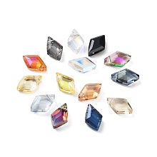 Honeyhandy Electroplate Rhombus Glass Beads, Faceted, Mixed Color, 13x8x4mm, Hole: 1.2mm, 50pcs/bag