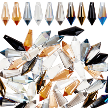 AHANDMAKER 60pcs 10 colors Electroplated Glass Pendants, Bullet, Mixed Color, 20x8x8mm, Hole: 1.2mm, 6pcs/color