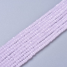 Honeyhandy Glass Beads Strands, Imitation Jade, Faceted, Rondelle, Pearl Pink, 2.5x1.5mm, Hole: 0.5mm, about 193~198pcs/strand, 12.6 inch(33cm)