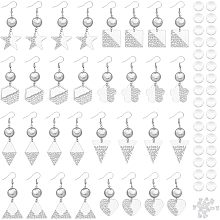 CHGCRAFT 16Pairs 8 Styles Earrings Wire Hooks Blanks DIY Earring Making Kits Including Transparent Glass Cabochons and Plastic Ear Nuts for DIY Craft Jewelry Making Supplies