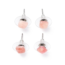 Honeyhandy Natural Pink Opal Stud Earrings for Women, with 304 Stainless Steel Ear Studs, Square, 6x6mm, Pin: 0.8mm