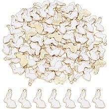 Arricraft 100 Pcs Easter Bunny Charms 17×11mm, Enamel Alloy Rabbit Charms, Metal Dangle Charms for Jewelry Making Bracelet Necklace ( Light Gold & White )