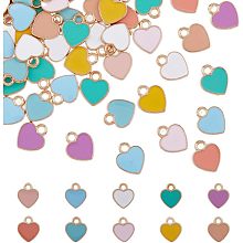 100Pcs 10 Colors Heart Alloy Enamel Charms Colorful Trendy Durable Metal Enamel Pendants Bulk Amulet Hanging Ornament for Necklace Bracelet Dangle Charm Jewelry Making