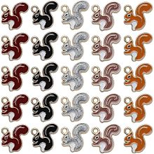 SUNNYCLUE 1 Box 50Pcs Squirrel Charm Squirrel Charms Bulk Autumn Fall Harvest Thanksgiving Charms Gold Enamel Animal Charm for Jewelry Making Charms DIY Christmas Earrings Bracelet Necklace Craft