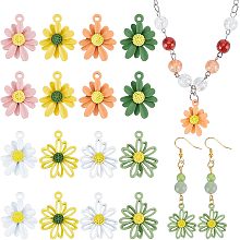 CHGCRAFT 32pcs 2 Styles Daisy Flower Charms Spray Painted Daisy Flower Pendant Colorful Flower Dangle Charms Beads for Jewelry Making DIY Crafts