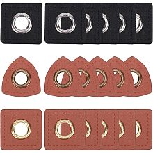 GORGECRAFT 3 Style 90PCS Faux Leather Eyelet Patches PU Leather Badges Metal Eyelets Grommets Patch Square Triangle Hybrid Eyelets for Sewing Clothes Bag Accessories