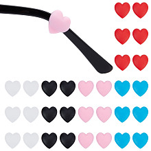 Gorgecraft 15 Pairs 5 Colors Silicone Eyeglasses Ear Grips, Heart, Mixed Color, 12x11.5x4mm, 3 pairs/color