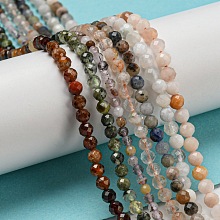 Honeyhandy Natural Mixed Gemstone Beads Strands, Faceted, Round, 2.5~4mm, Hole: 0.5~0.7mm, about 112~160pcs/strand, 14.96~15.08''(38~38.3cm)