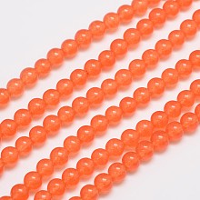 Honeyhandy Natural & Dyed Malaysia Jade Bead Strands, Round, Tomato, 6mm, Hole: 0.8mm, about 64pcs/strand, 15 inch