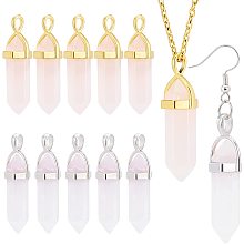 BENECREAT 12PCS 2 Style Rose Quartz Crystal Pendants with Bead Cap Bails Hexagon Pointed Pendants for Necklace Earring Making