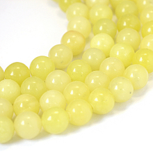 Honeyhandy Natural Lemon Jade Round Bead Strands, 6~6.5mm, Hole: 1mm, about 63pcs/strand, 15.5 inch