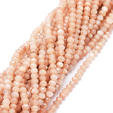 Honeyhandy Natural Peach Moonstone Beads Strands, Faceted, Rondelle, 3.5~4x3mm, Hole: 0.7mm, about 124pcs/strand, 15.35''(39cm)