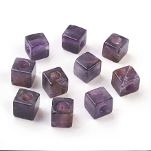 Honeyhandy Natural Amethyst European Beads, Large Hole Beads, Cube, 10x10x10mm, Hole: 4.5~5mm