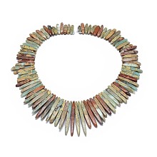 Honeyhandy Natural Aqua Terra Jasper Graduated Beads Strands, Tusk Shape, 15.5~53x5~6x5~5.5mm, Hole: 0.8mm, about 88pcs/strand, 15.5~15.9 inch(39.5~40.5cm)