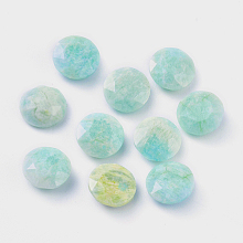 Honeyhandy Natural Amazonite Cabochons, Faceted, Flat Round, 10x4.5mm