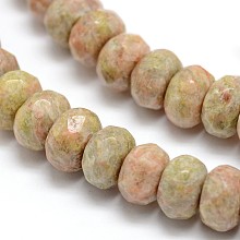 Honeyhandy Faceted Natural Unakite Rondelle Beads Strands, 8x5mm, Hole: 1mm, about 76pcs/strand, 15.2 inch