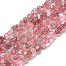 Natural Strawberry Quartz Beads Strands, Nuggets, 7.5~16x7.5~9x4~7mm, Hole: 0.9mm, about 41~44pcs/strand, 16.14''~17.32''(41~44cm)