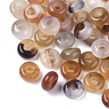 Honeyhandy Natural Agate European Beads, Large Hole Beads, Dyed & Heated, Rondelle, 10x4.5mm, Hole: 4mm