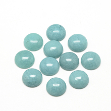 Honeyhandy Natural White Jade Cabochons, Dyed, Half Round/Dome, Aqua, 12x5mm