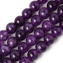 Honeyhandy Natural Quartz Beads Strands, Dyed & Heated, Imitation Amethyst, Round, Purple, 8~8.5mm, Hole: 1.2mm, about 49pcs/strand, 15.35 inch(39cm)