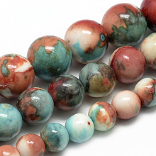 Honeyhandy Synthetic Ocean White Jade Beads Strands, Dyed, Round, Brown, 6~7mm, Hole: 1mm, about 65pcs/strand, 16.3 inch