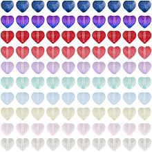 DICOSMETIC 200Pcs Glass Heart Beads 10 Colors Transparent Spray Painted Glass Beads Crystal Heart Spacer Beads 3D Puffed Kawaii Love Beads for DIY Bracelet Jewelry Making, Hole: 0.9mm