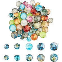 CHGCRAFT 80Pcs Luminous Glass Cabochons Solar System Planet Pattern Round Flatback Charms for Keychain Key Ring Bracelet Jewelry Making