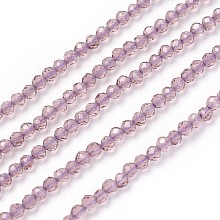 Honeyhandy Transparent Glass Beads Strands, Faceted, Round, Purple, 2mm, Hole: 0.5mm, about 164~182pcs/strand, 14.8~15.7 inch(37.5~40cm)