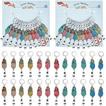 NBEADS 24 Pcs Pineapple with Number Stitch Markers, Alloy Enamel Crochet Stitch Marker Charms Locking Stitch Marker with 304 Stainless Steel Leverback for Knitting Weaving Sewing Jewelry Making