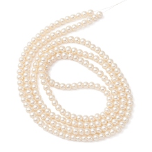 Honeyhandy Glass Pearl Beads Strands, Pearlized, Round, Creamy White, 4mm, Hole: 1mm, about 200pcs/strand, 30.71''(78cm)