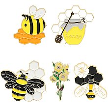 SUNNYCLUE 1 Box 5PCS 5 Styles Alloy Enamel Bee Pin Gold Flower Enamel Pins Honeybee Cartoon Jewelry Badges Brooches Pins for ren Women Backpack Shirts Denim Bags Jackets Hats Decoration DIY