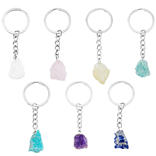 DICOSMETIC 7Pcs 7 Colors Natural Gemstone Keychain Amethyst Green Aventurine Amazonite Keychain Chakra Yoga Keychain Inspirational Stone Key Chain Citrine Keyring for Men/Women