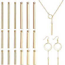 BENECREAT 36Pcs 18K Gold Plated Brass Bar Pendants, 6 Style Column and Cuboid Brass Links Connectors for Bracelet Necklace Jewelry Making, Hole: 0.8mm