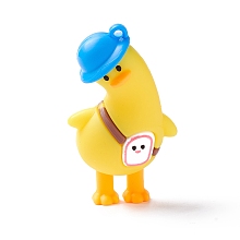 Honeyhandy PVC Cartoon Duck Doll Pendants, for Keychains, Gold, 63x35x26mm, Hole: 3mm