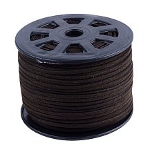 NBEADS 3mm Coconut Brown Color Micro Fiber Flat Faux Suede Leather Cords Strip Cord Lace Beading Thread Braiding String 100 Yards/Roll for Jewelry Making