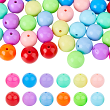 DICOSMETIC 120Pcs 12 Colors Opaque Acrylic Beads, Round, Mixed Color, 20x19mm, Hole: 3mm, about 10pcs/color