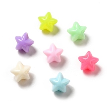 Honeyhandy Macaron Color Opaque Acrylic Beads, Star, Mixed Color, 11.5x11x10mm, Hole: 2mm, about 1000pcs/500g