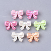 Honeyhandy Opaque Acrylic Beads, AB Color Plated, Bowknot, Mixed Color, 15x20x8mm, Hole: 3mm, about 595pcs/500g