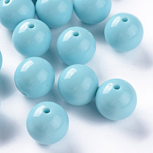 Honeyhandy Opaque Acrylic Beads, Round, Sky Blue, 20x19mm, Hole: 3mm, about 111pcs/500g