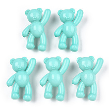 Honeyhandy Opaque Acrylic Pendants, Bear, Pale Turquoise, 37x28x13mm, Hole: 2.5mm, about 133pcs/500g