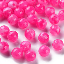 Honeyhandy Acrylic Beads, Imitation Gemstone, Round, Deep Pink, 8mm, Hole: 1.8mm, about 2000pcs/500g