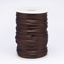 Honeyhandy Polyester Cord, Satin Rattail Cord, for Beading Jewelry Making, Chinese Knotting, Coconut Brown, 2mm, about 100yards/roll