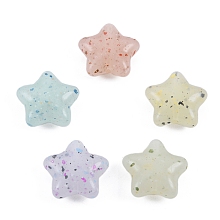 Honeyhandy Marbled Stone Style Opaque Acrylic Beads, Star, Mixed Color, 19x20x8.5mm, Hole: 2mm