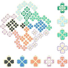 SUNNYCLUE 1 Box 54Pcs 9 Colors St Patrick's Day Charms Pendants Four-Leaf Clover Acrylic Pendants Charms Lucky Charms DIY Jewelry Ornaments for Necklace Bracelet Ankle Earrings